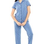 Women's Cotton Heart Printed Stylish Night suit set of Shirt & Pajama Set