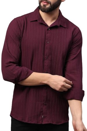 FILO HEVIS Men's Regular Fit Poly Popcorn Casual Shirt