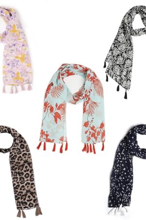 SAHIL SCARF Premium Multicolor Scarf Lightweight & Comfortable for All Seasons Combo of 5 (180x55cm)