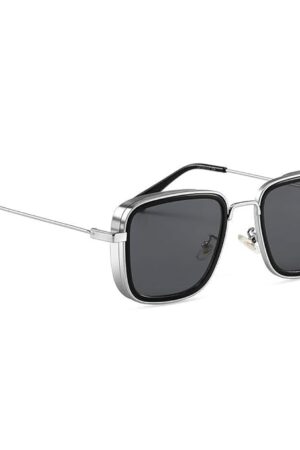 luella Men's Glass & Steel Stylish Square Sunglasses - Black - Pack Of 1,Polarized