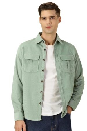Thomas Scott Men's | Premium Corduroy | Slim Fit | Long Sleeve | Double Pocket | Spread Collar |Casual Shirt for Men.