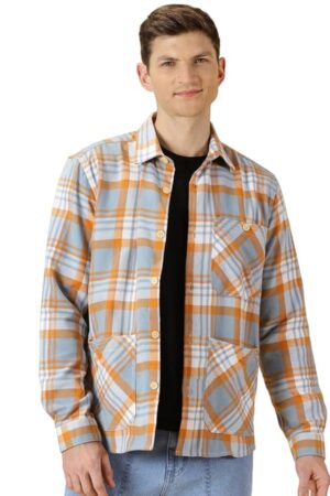 Thomas Scott Men's | Checks | Full Sleeve | Regular Fit | 100% Cotton | Single Pocket | Spread Collar | Casual Shirt