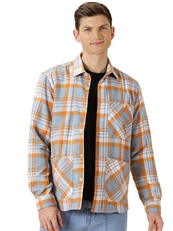 Thomas Scott Men's | Checks | Full Sleeve | Regular Fit | 100% Cotton | Single Pocket | Spread Collar | Casual Shirt