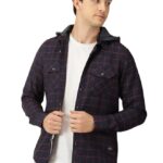 Thomas Scott Men's Classic Hood Collar Tartan Checks Casual Shirt Navy