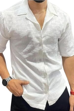 FUNKY RICH Funkyrich® Textured Popcorn Shirts for Men || Casual Shirt for Men || Shirt for Men|| Men Stylish Half Sleeve Shirt || Men Fancy Shirt