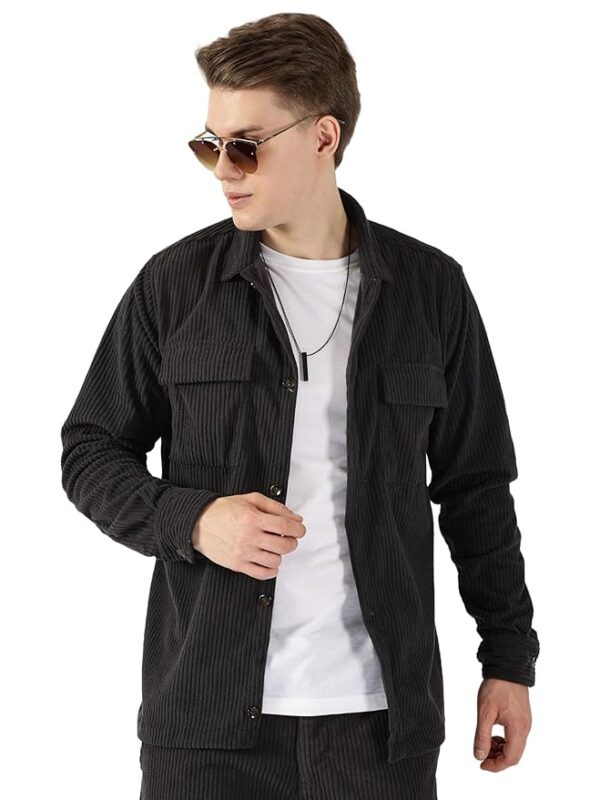 Thomas Scott Men's | Corduroy | Full Sleeve | Oversized Fit | Cotton Polyester Blend | Spread Collar | Casual Shirt